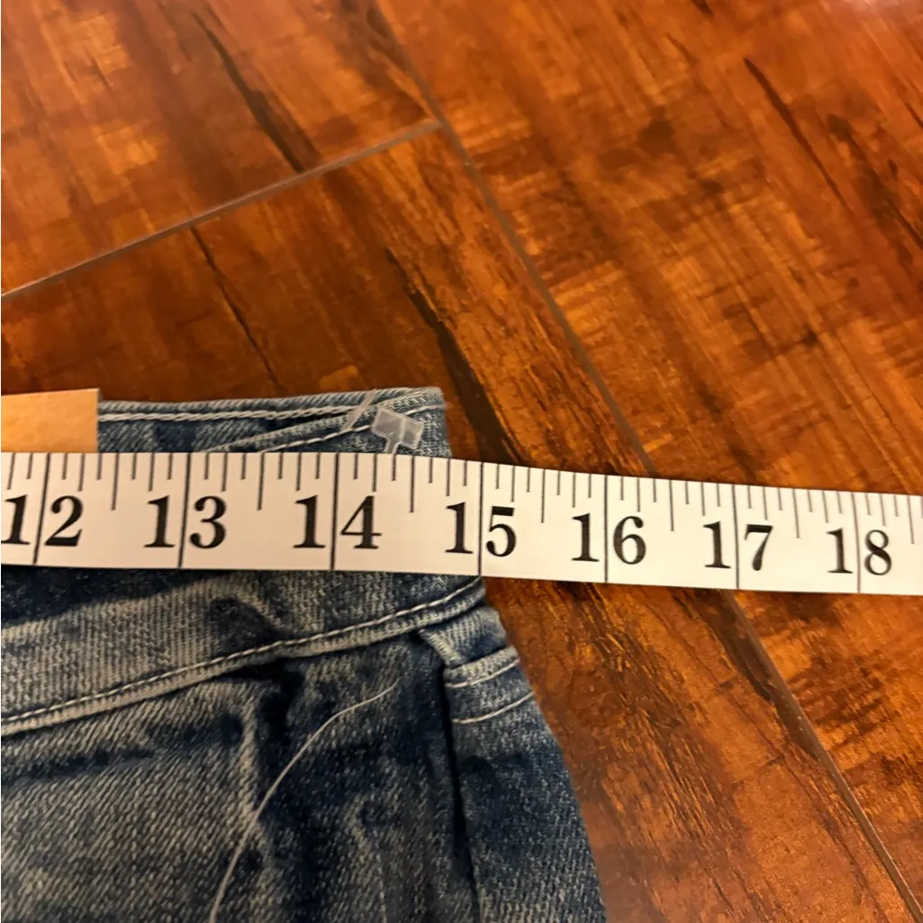 Deadstock Vintage Y2K 2000s midi blue jean raw hem fringe denim skirt sz 29 NWT - Image 14