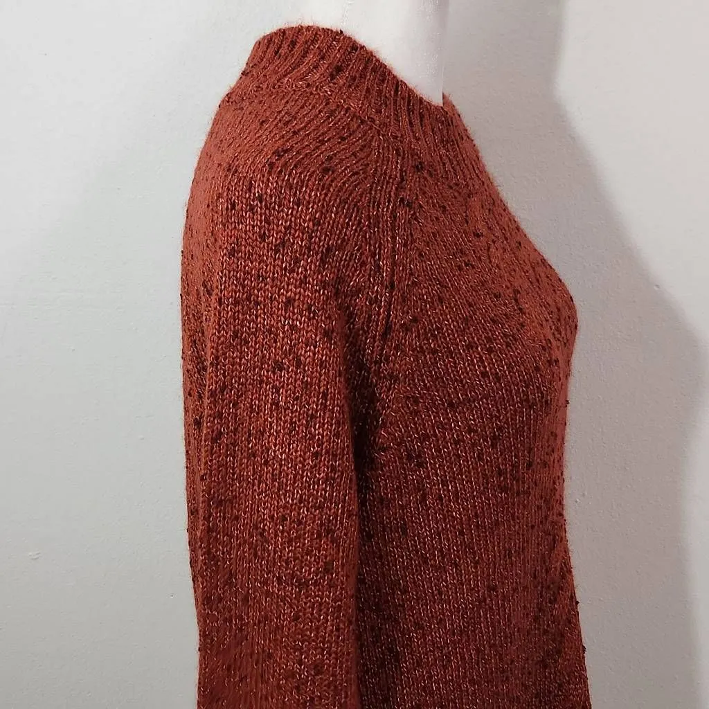 Naturals D&Co. Rust Sweater Size XS Soft Mock Neck Knit Sweater Red - Image 4