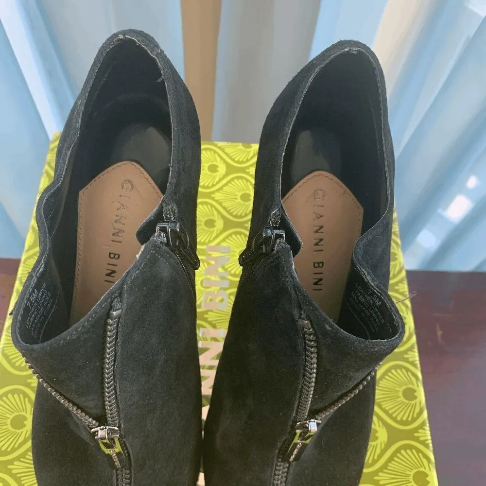 Gianni Bini Cadince Women's Suede Peep Toe Heel Shoes Black Size 7.5M - Image 7