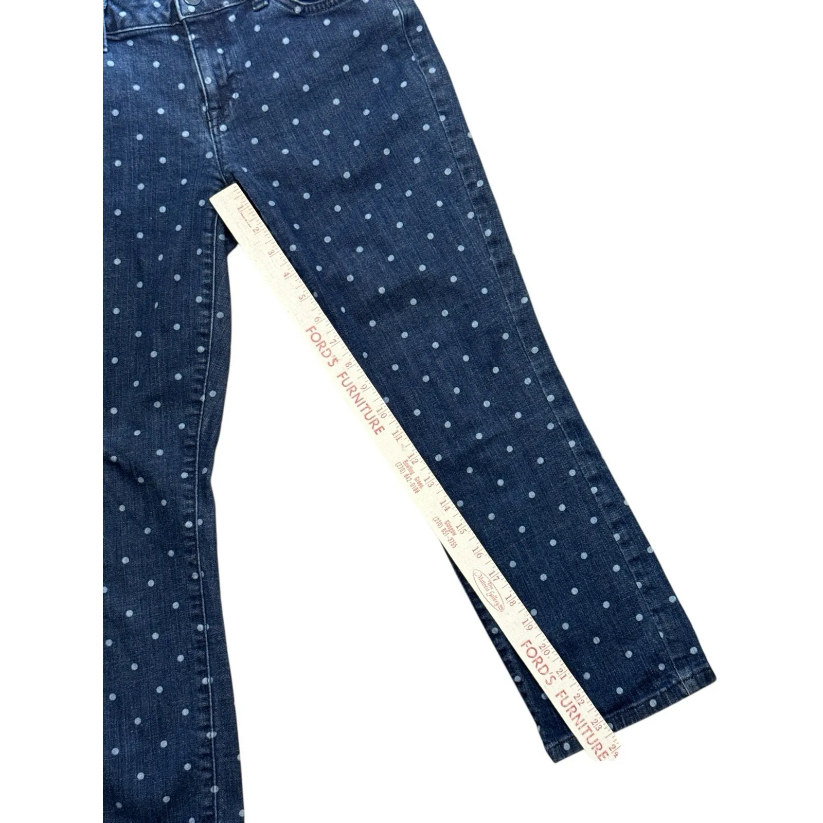 Tommy Hilfiger Jeans Women's Size 4 Blue Polka Dot Denim Cropped Skinny Stretch - Image 7