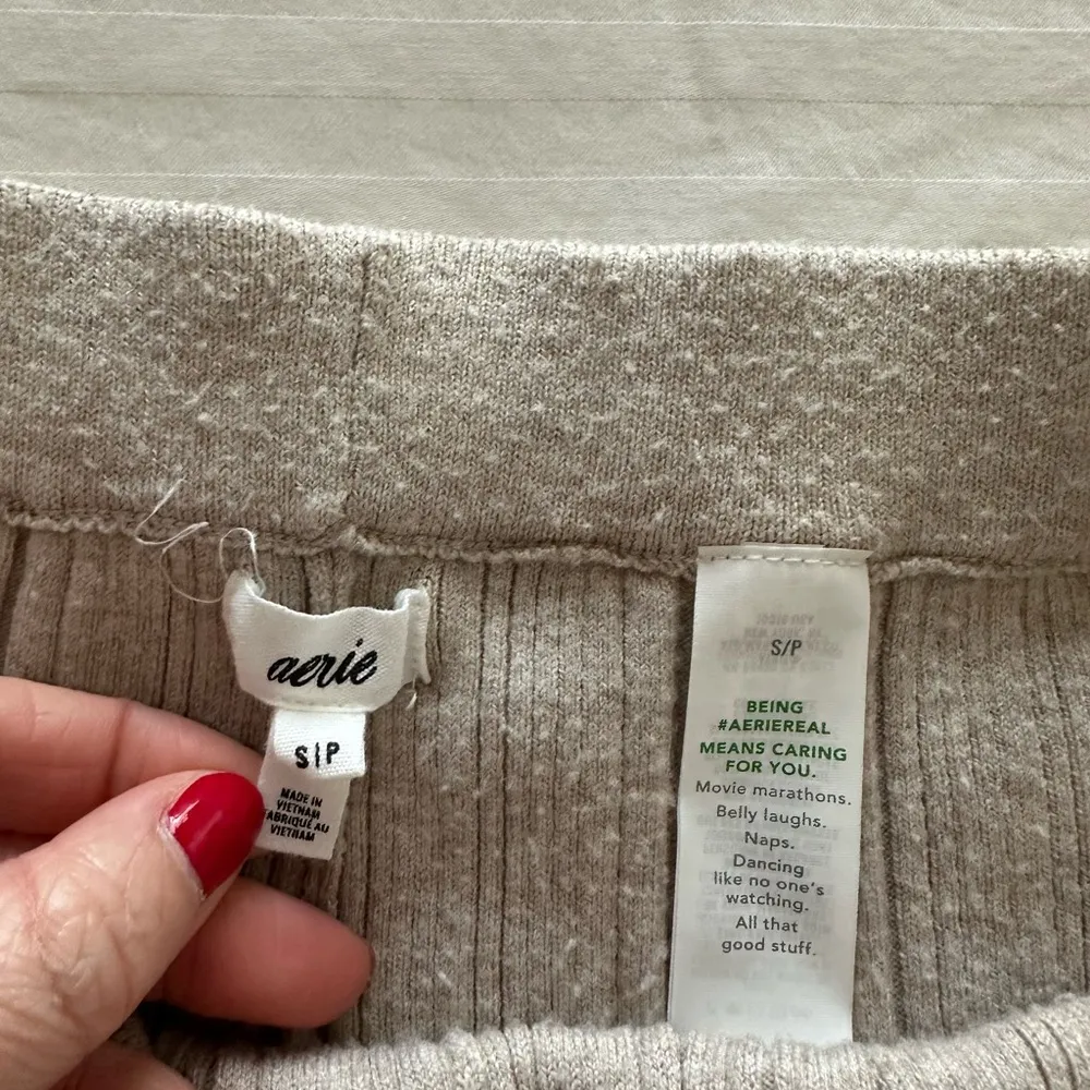 Aerie  Ribbed Knit Wide-Leg Pants - Image 3