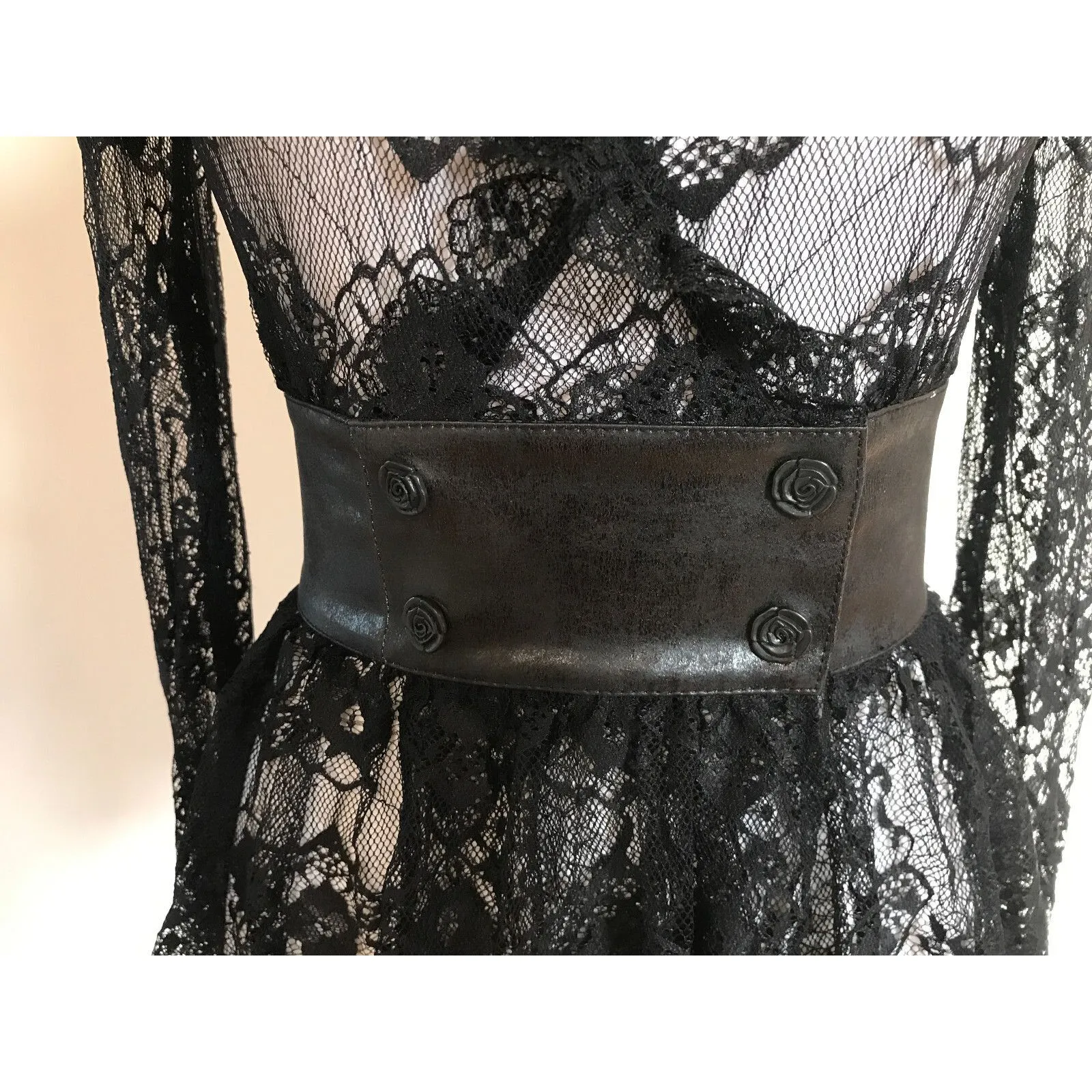 Lip Service Vintage War of the Roses Gothic Victorian Black Lace Top XS - Image 5