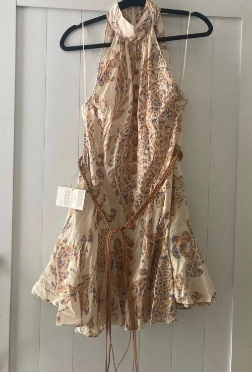 ZARA NWT halter neck cream belted dress - Image 2