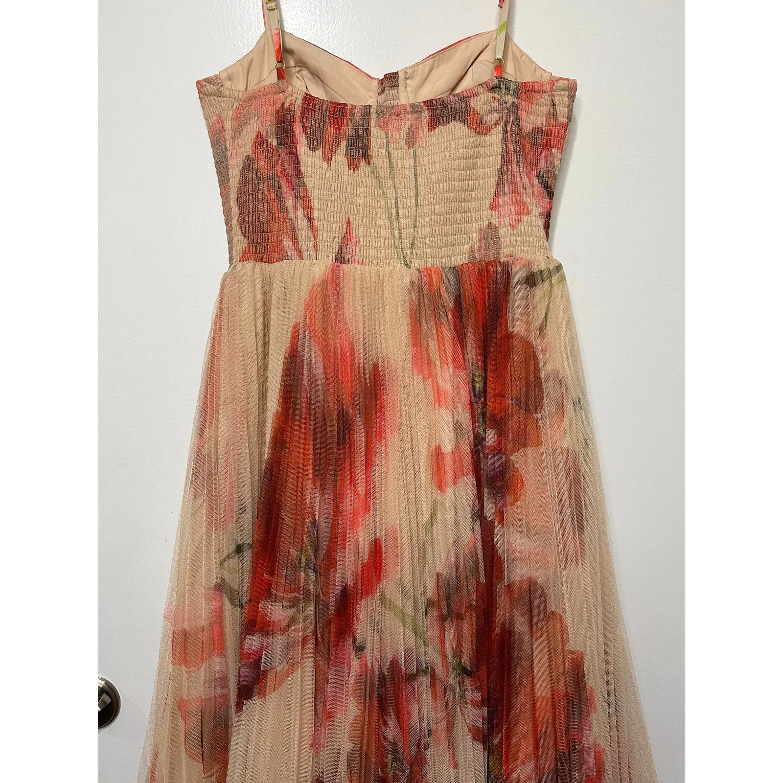 Hutch Smocked Tulle Gown Dress Taupe Red Size Medium NWT Wedding Romantic Fairy - Image 13