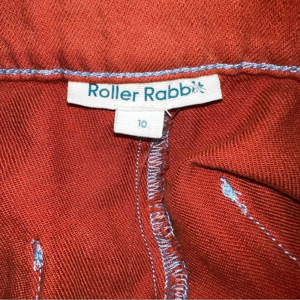 Roller Rabbit Elle Twill Wide Leg High Rise Cropped Pants Terra Cotta 10 NWT - Image 13