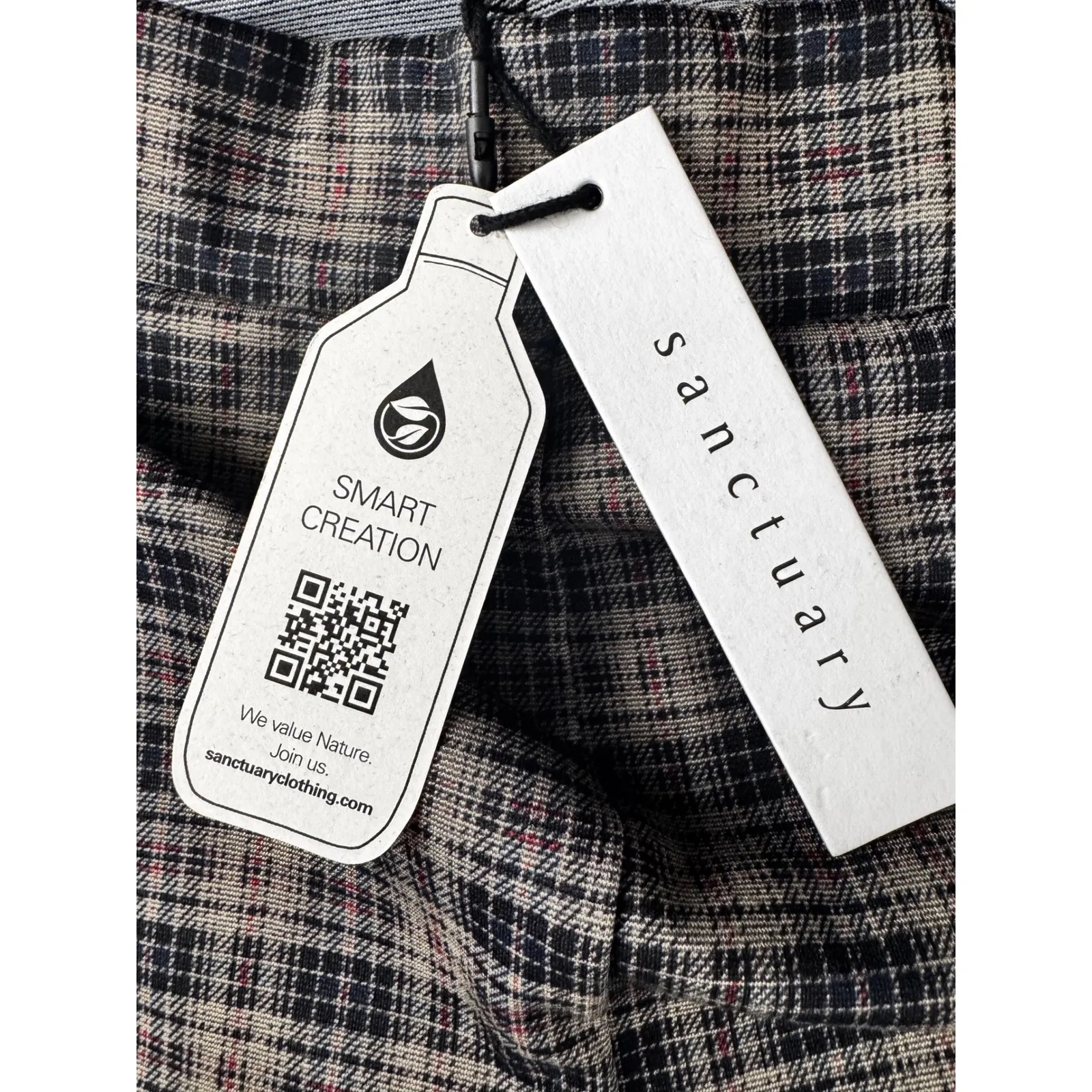 Sanctuary Plaid Stretch Crop Pants Womens XL Elastic Waist Casual Career Trouser - Image 7