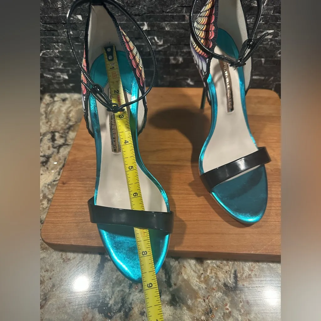 Sophia Webster Flutura Feather Peacock Metallic Stilettos Size 7 Heels Sz 37.5 Black - Image 10