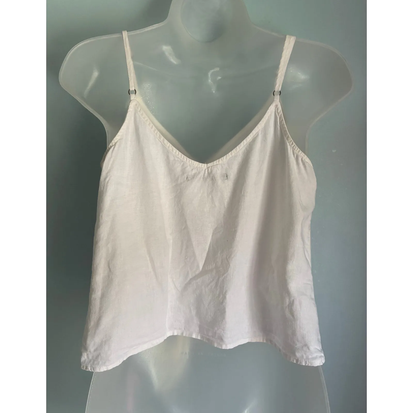 Abercrombie & Fitch Linen Button Up Top Medium White - Image 2