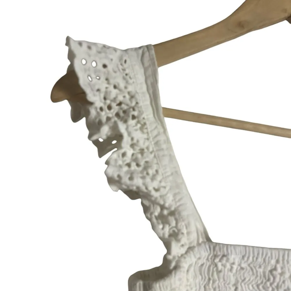 MISA Abelia White Eyelet Cropped Square Neck Sleeveless Top Size M - Image 8