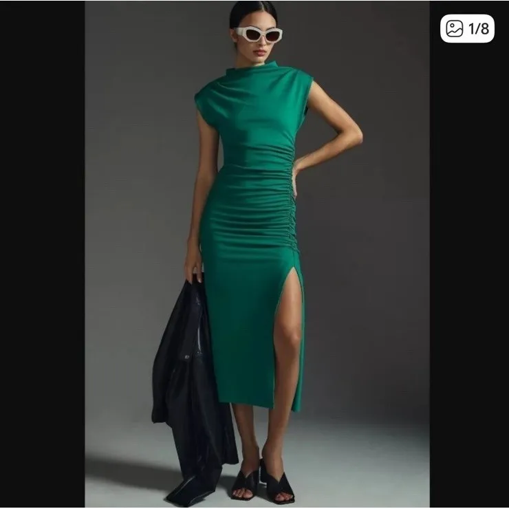 Anthropologie‎ The Maya Ruched Cowl Neck Midi Dress Green Size XL Petite NEW NWT - Image 13