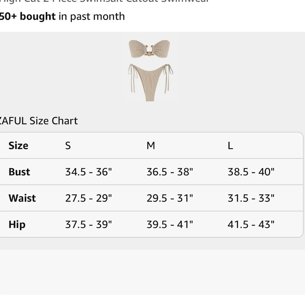 ZAFUL Metal Ring Bandeau Bikini Set Tie Side High Cut 2 Piece Swimsuit - Image 5