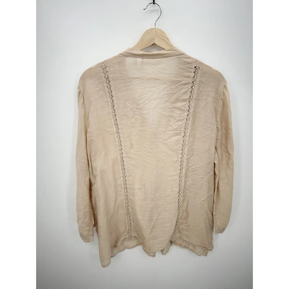 Chico's Button Down Shirt Women Size XL Nude Cream Sequin V Neck Rayon - Image 2