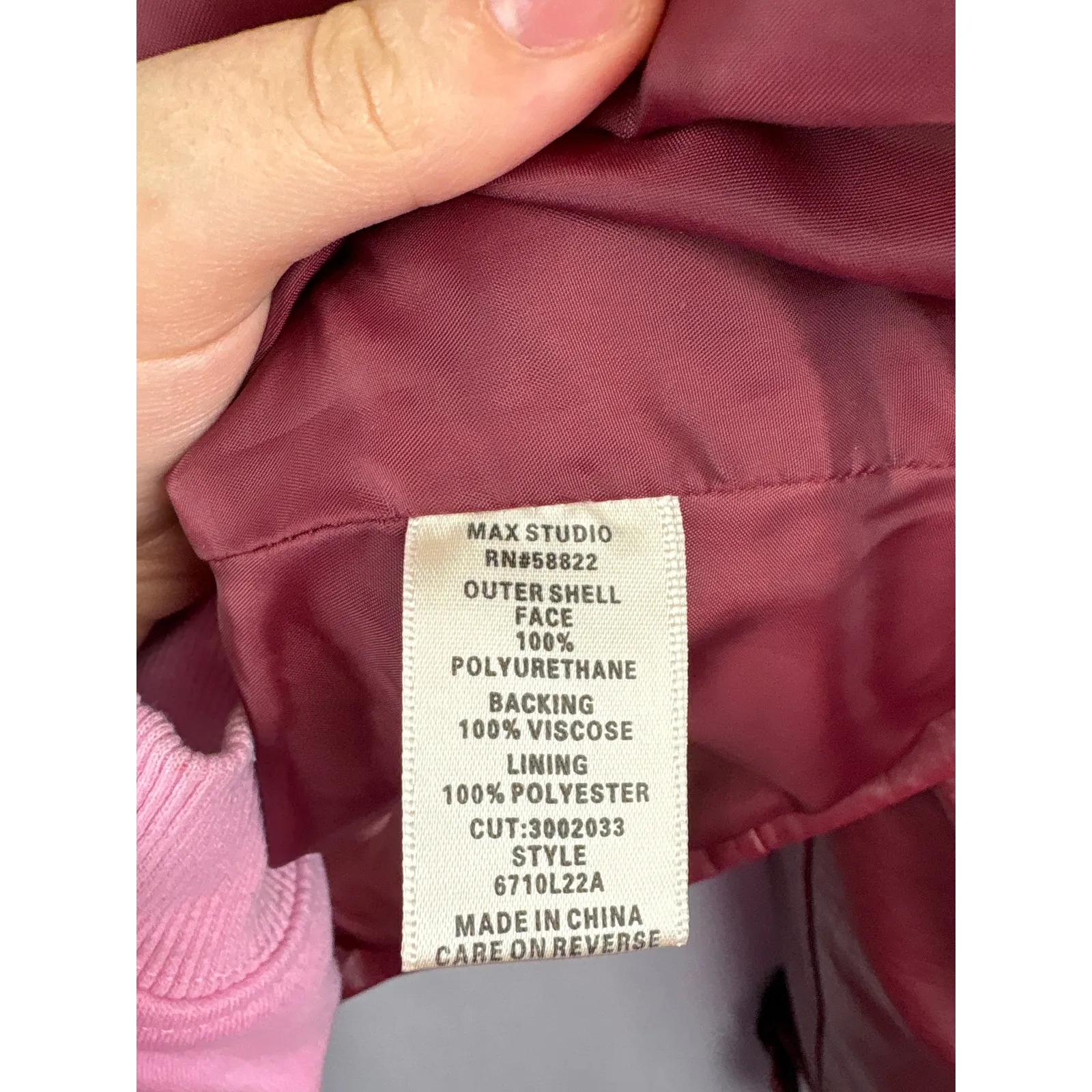 Women’s Max Studio Small Brick Red Faux Leather Hacket - Image 6