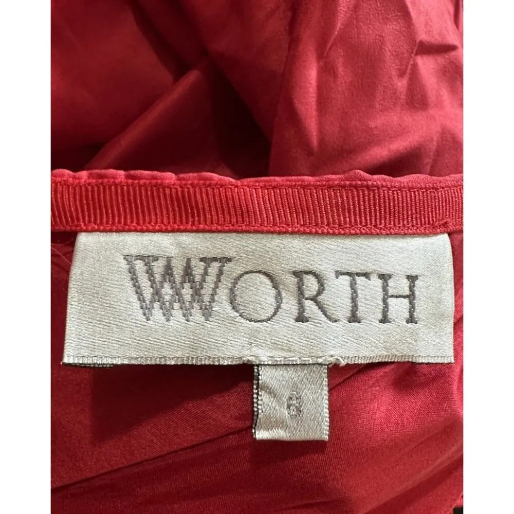 Worth 100% Silk Mermaid Skirt With Train Maxi Long Formal Prom Size S6 Red - Image 5