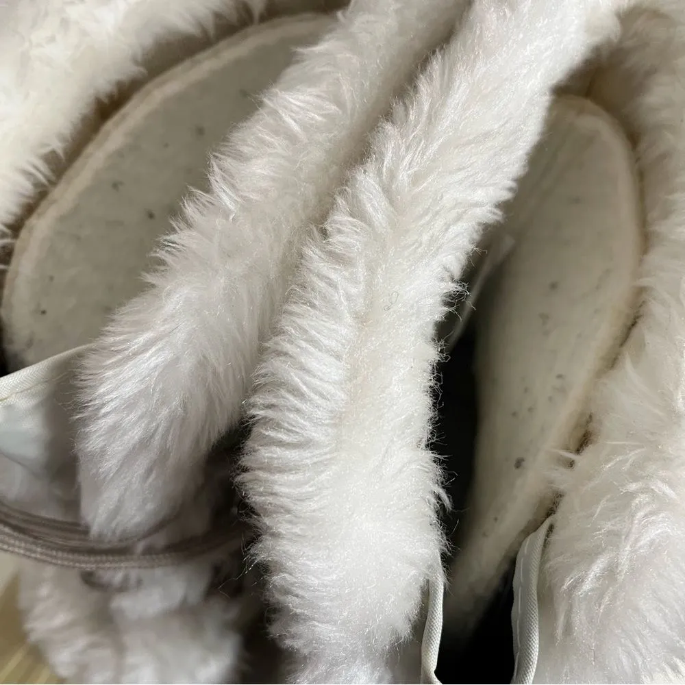 SOREL Winter White Boots Faux Fur Lace Up Insulated Womens Size 10 VINTAGE - Image 8