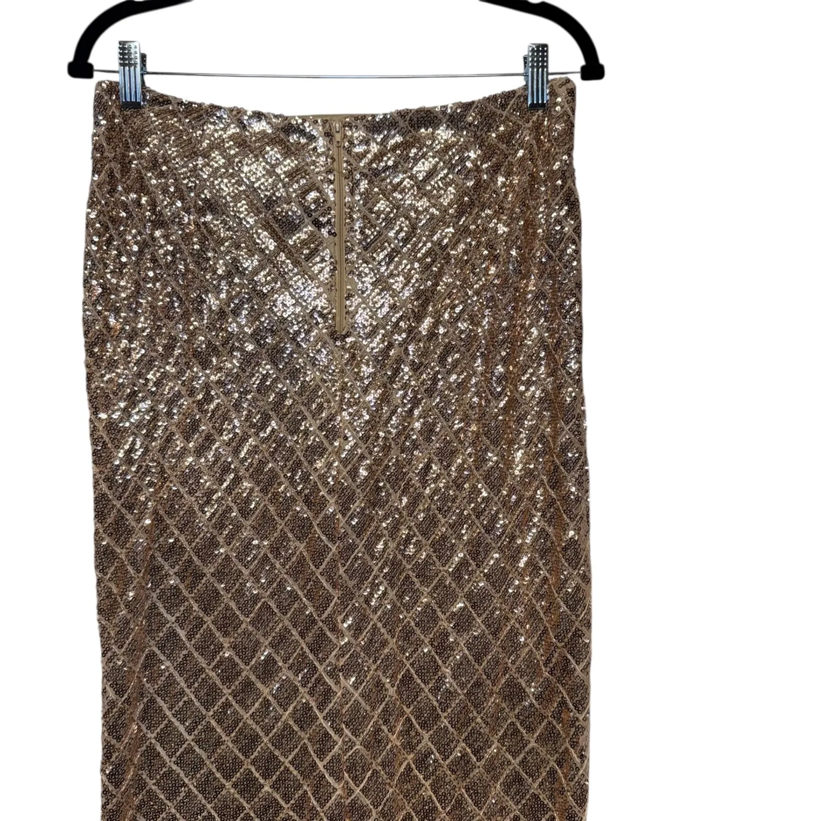 AKIRA Gold Sequin Maxi Skirt High Slit Glamorous Party Evening Wear Size L NWT - Image 7