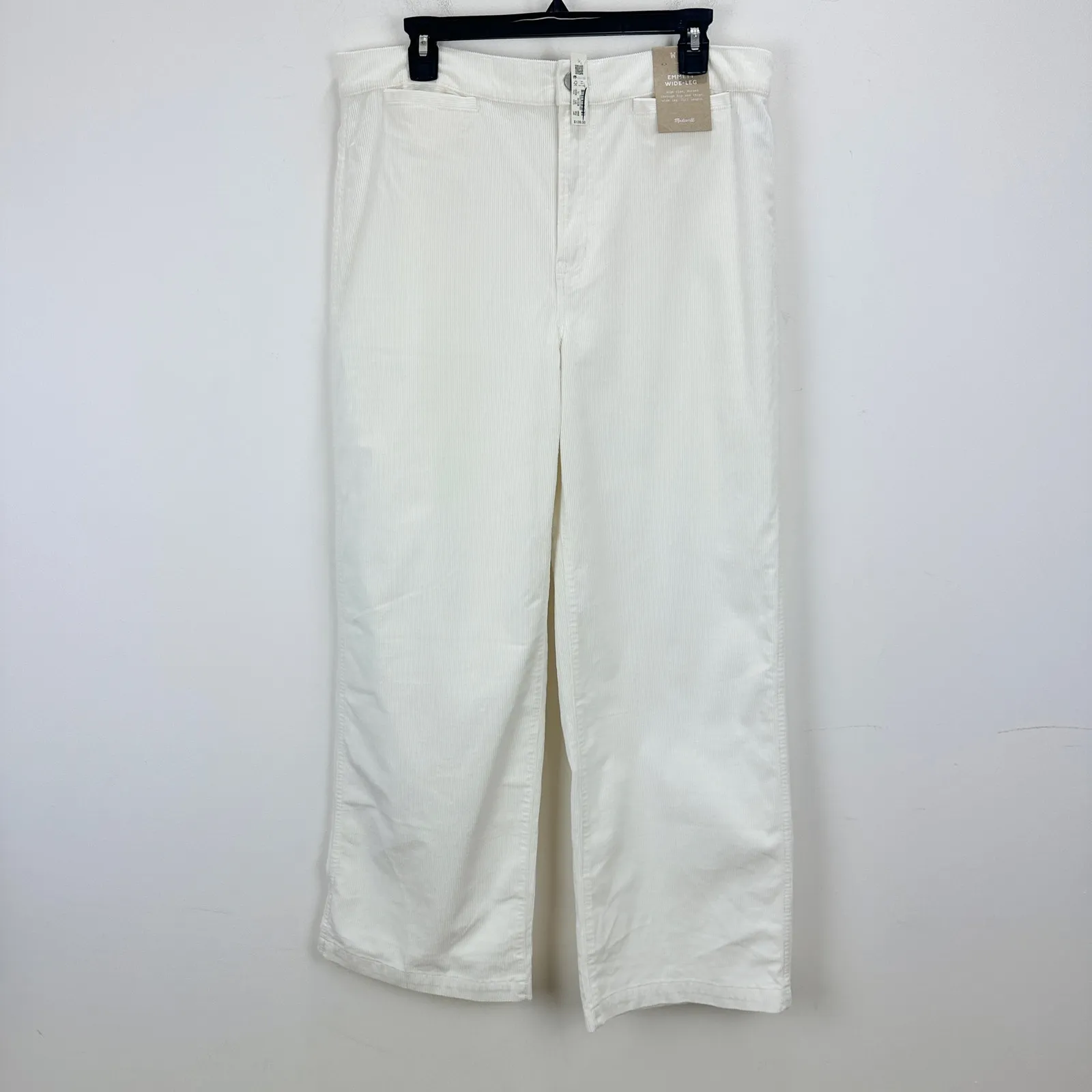 Madewell The Emmett Wide Leg Pant Corduroy Welt Pocket High Rise Ivory US 31 NWT - Image 11