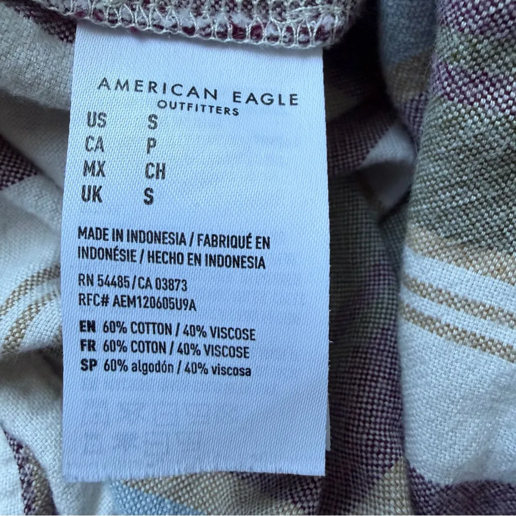 American Eagle Outfitters Multicolor Oversized Fit Button Down Shirt Small - Image 6