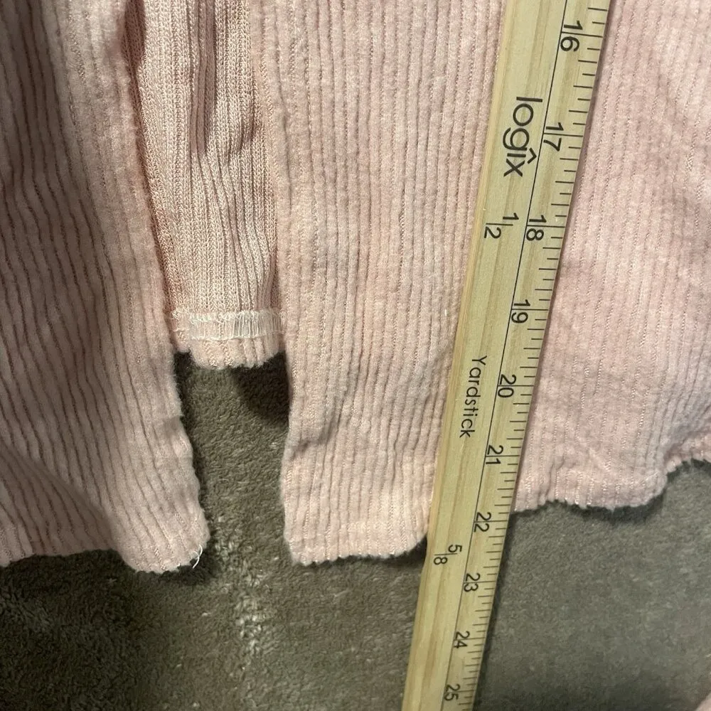 NWT Pretty Little Thing Womens 18 Terry Ribbed Blush Pink Split Neck Long Sleeve - Image 8