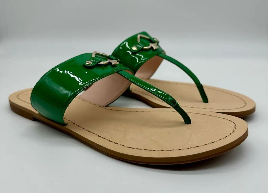 Kate Spade Cassis Patent Green Heart Thong Sandals Size 9 - Image 6