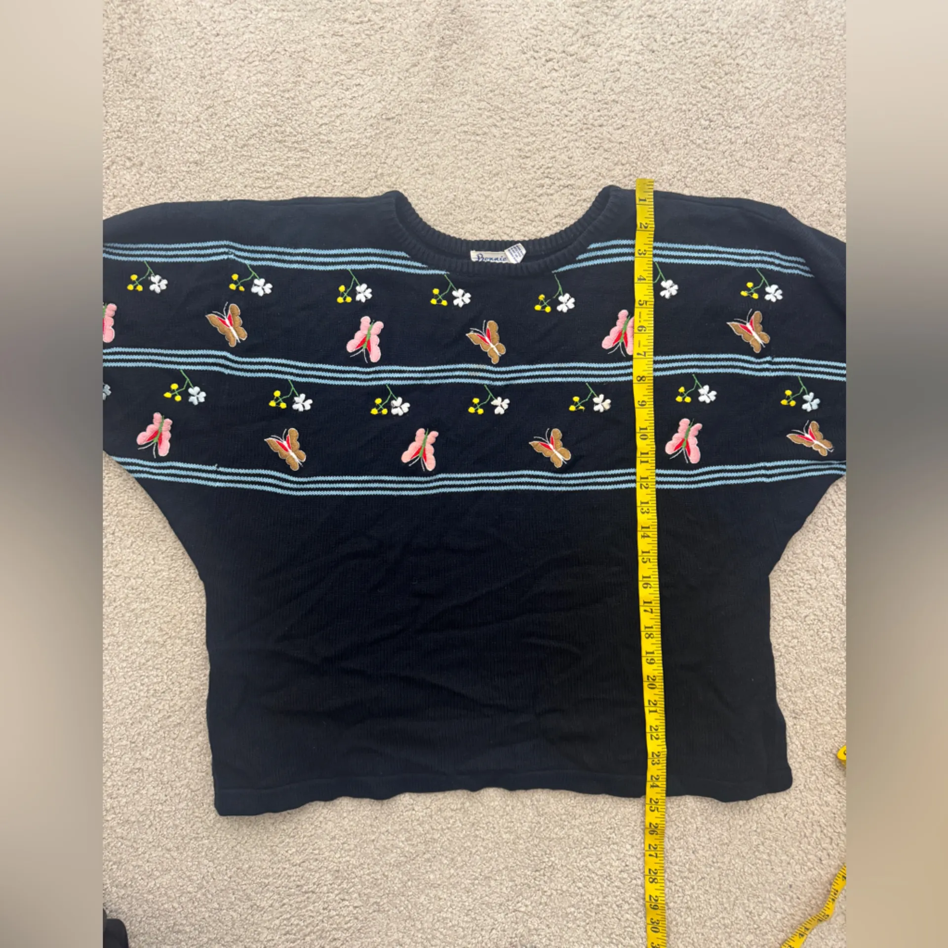 Bonnie Lee Vintage Sweater with Butterfly and Floral Embroidery Blue Size undefined - Image 5