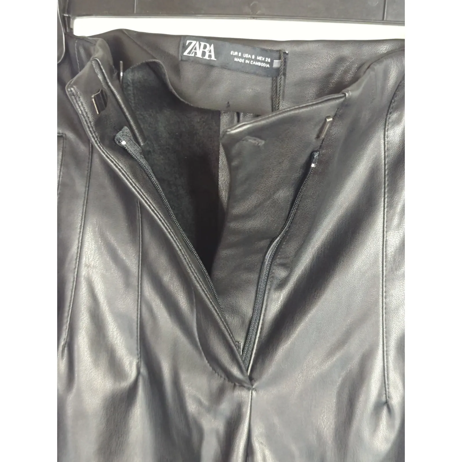 Zara Black High Waisted Faux Leather Pants Women's Small NWT Punk Rock Chic - Image 4