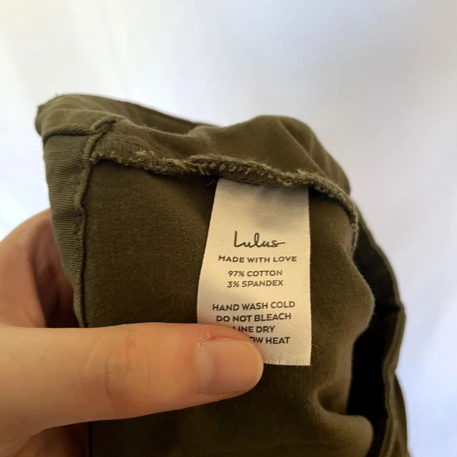 Lulus olive green paperbag pants women's size L trousers pockets belted cotton Size L - Image 7
