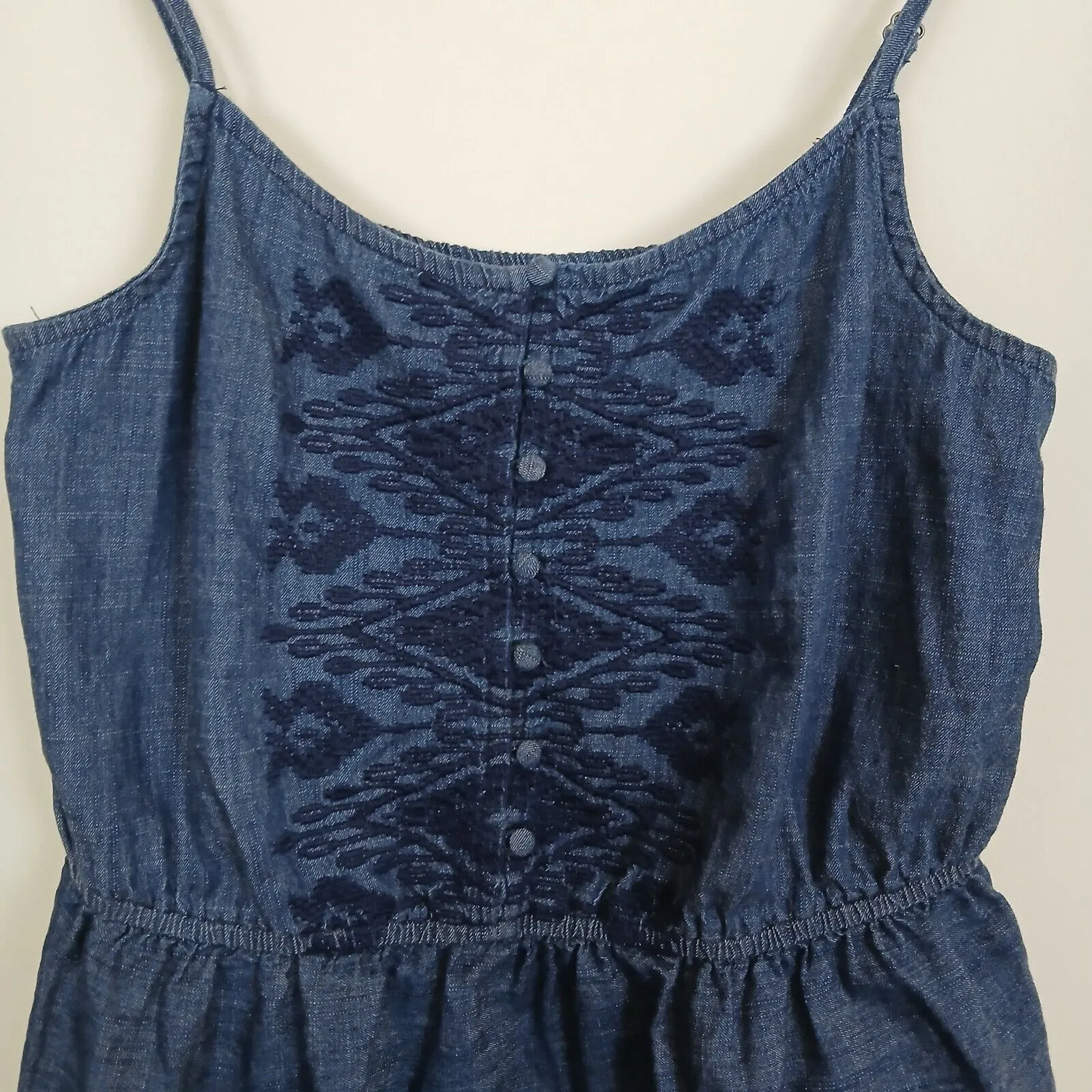 NWT Arizona Denim Tank Top Women Large Peplum Boho Western Festival Embroidered - Image 2