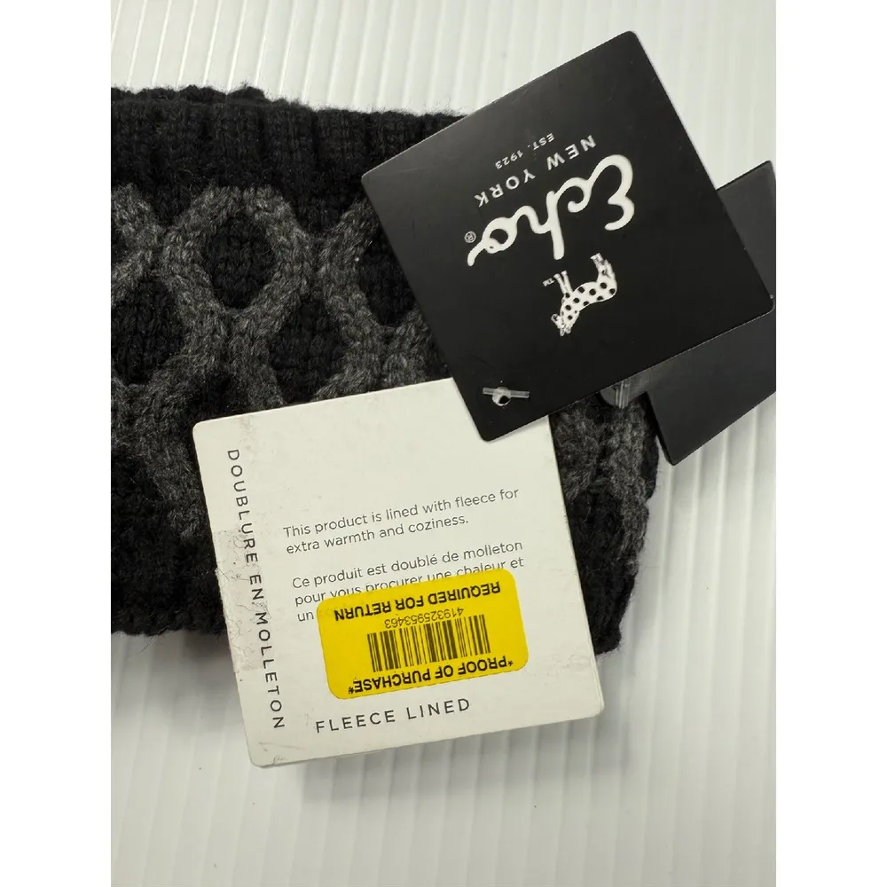 Echo New York Fleece Lined Headband Knit Ear Warmer Winter‎ Accessory Black - Image 2