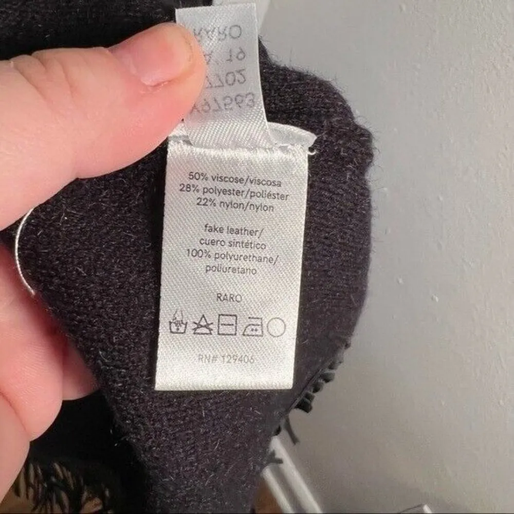 Venus Fringe Detail Duster Cardigan Black Faux Leather Pockets - Image 12