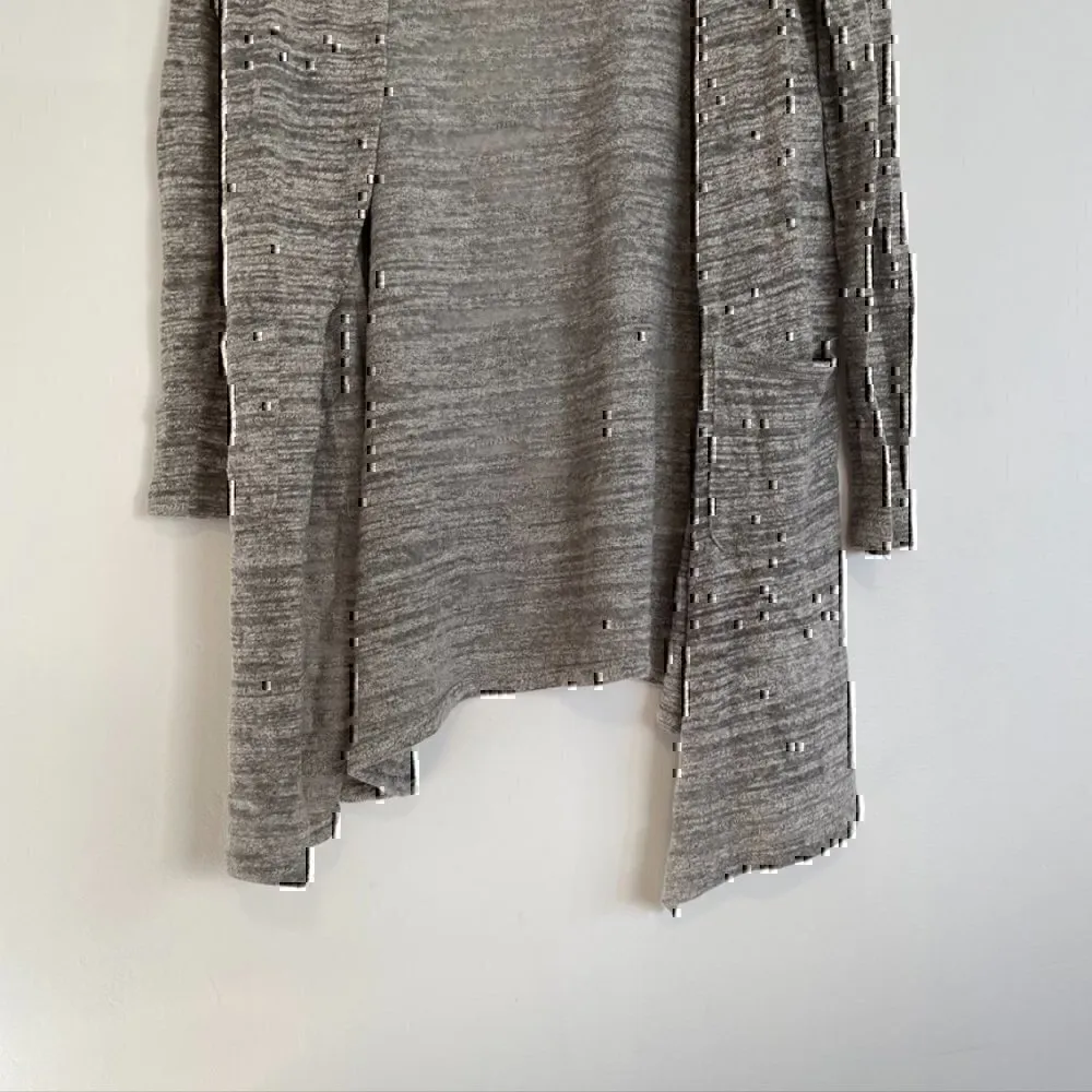SATURDAY SUNDAY ANTHROPOLOGIE ANTHRO Eagan Cardigan Gray Open Long Sweater READ - Image 7