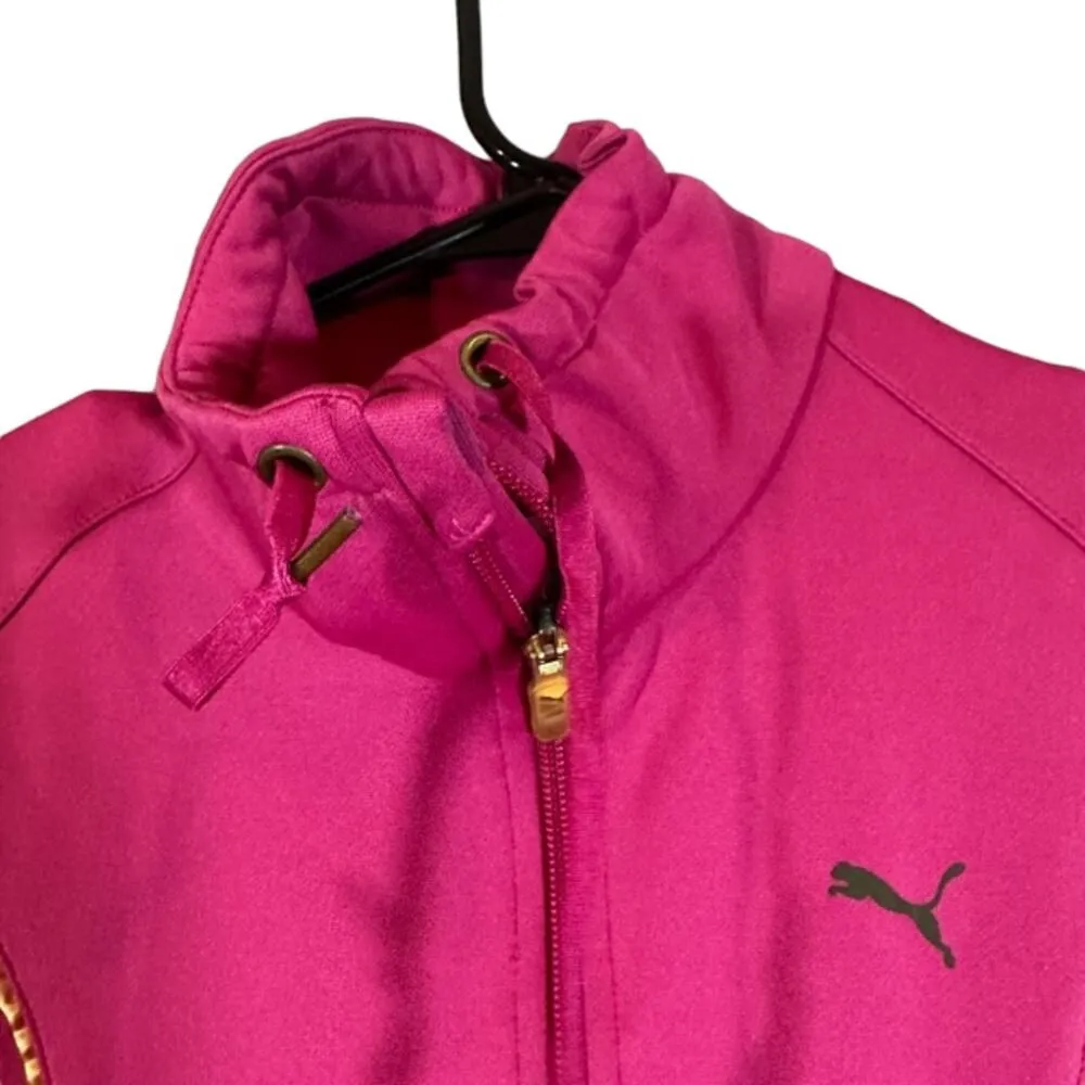 Puma Dark Pink Full Zip Long Sleeve Casual Athletic Track Jacket Women Sz S - Image 7