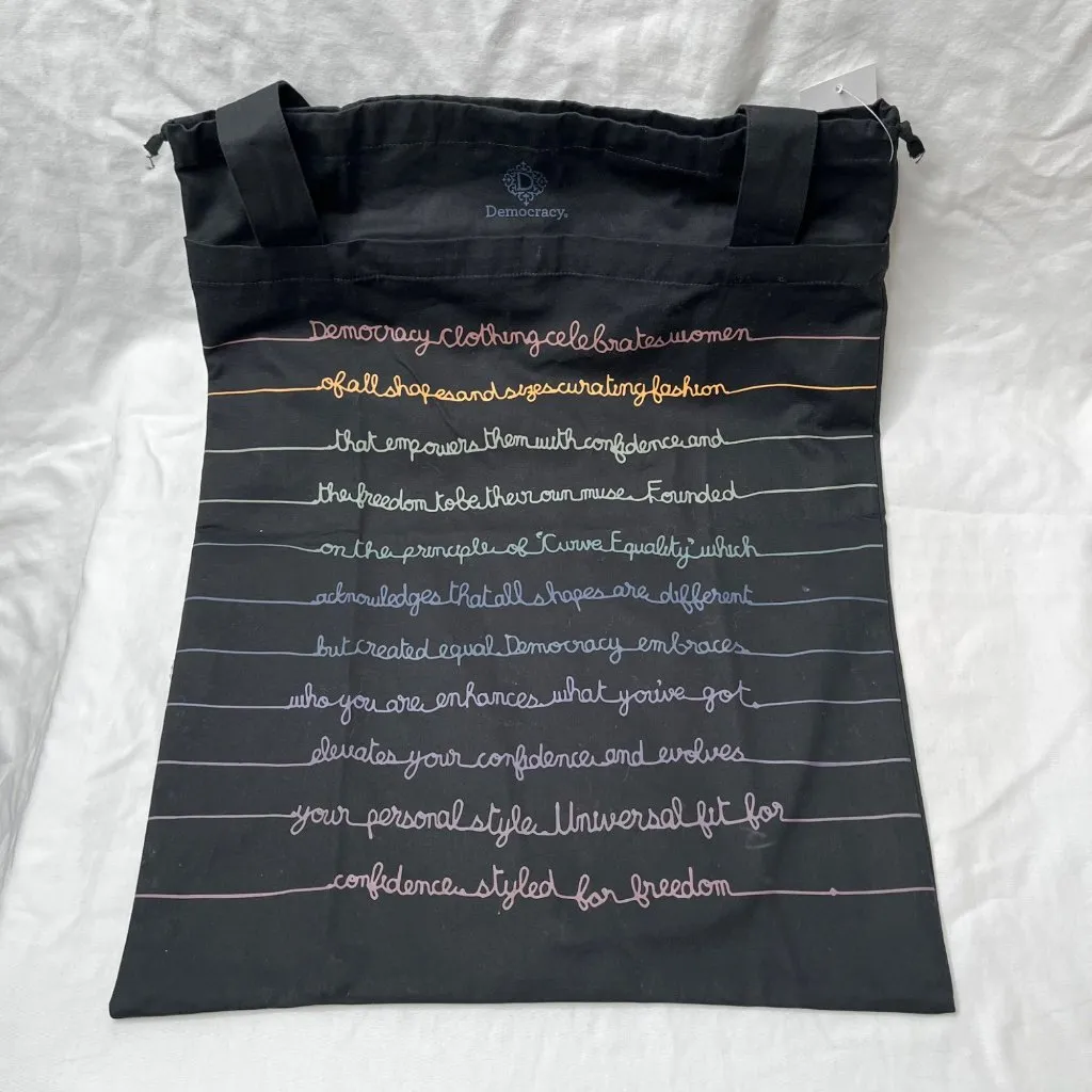 Democracy Black Canvas Cotton Tote Bag - Image 3