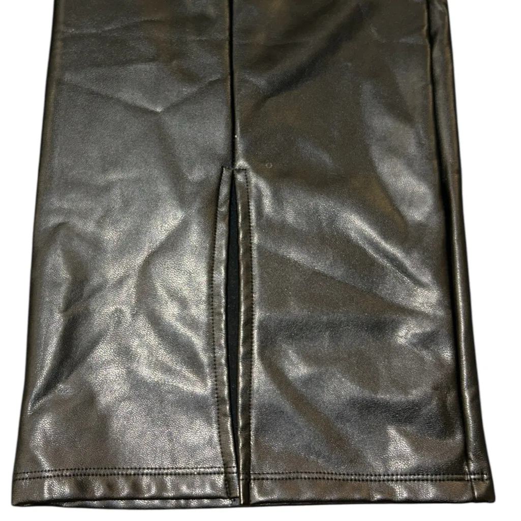 Abercrombie & Fitch Vegan Leather Split Hem Flare Leggings Black Size XXL - Image 4