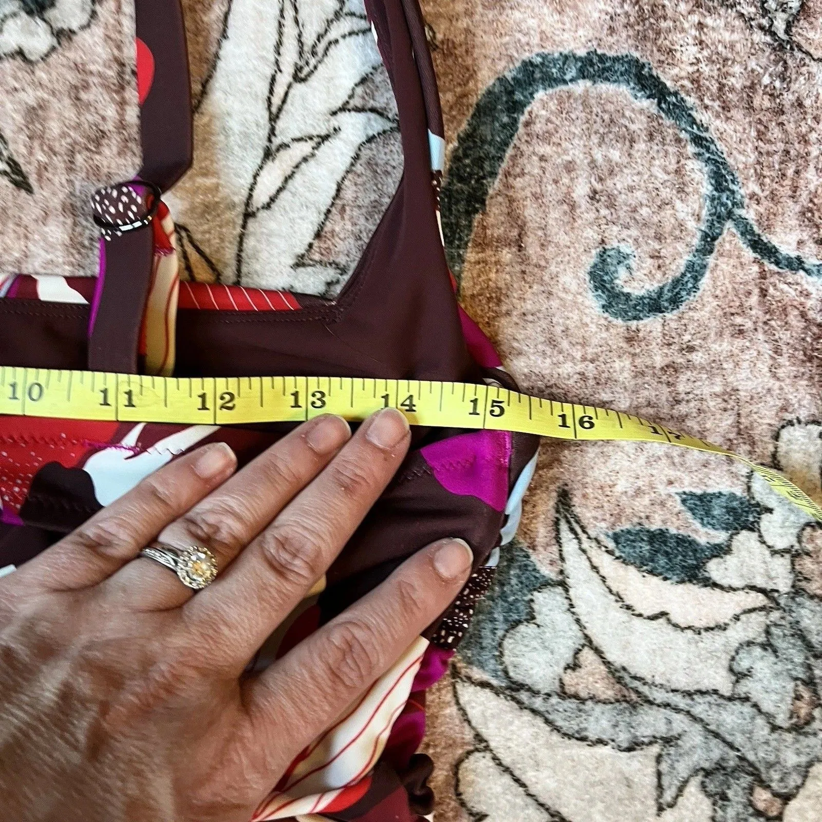 Athleta Red Maroon Pink Floral Underwire Tankini Top Bathing Swim Suit 36 B/C - Image 5