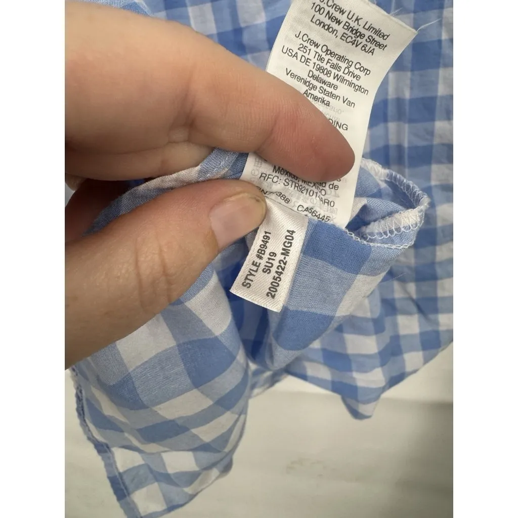 J. Crew Plaid Button Front Shirt Blue Long Sleeve Lightweight Preppy Western XXS - Image 5