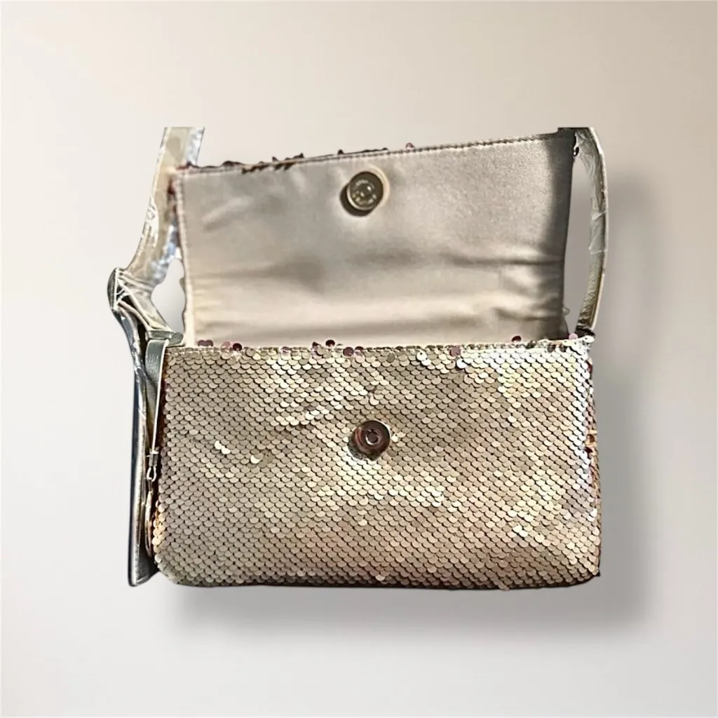 New Nicole Miller Gold Sequin‎ Shoulder Bag Clutch Evening Purse Holiday Party - Image 10