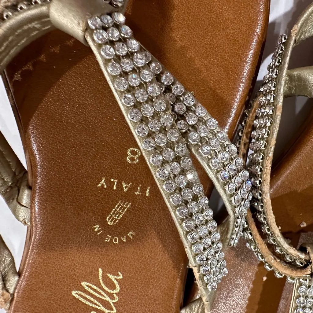 Toscanella brown gold tone rhinestone thong sandal‎ - Image 4