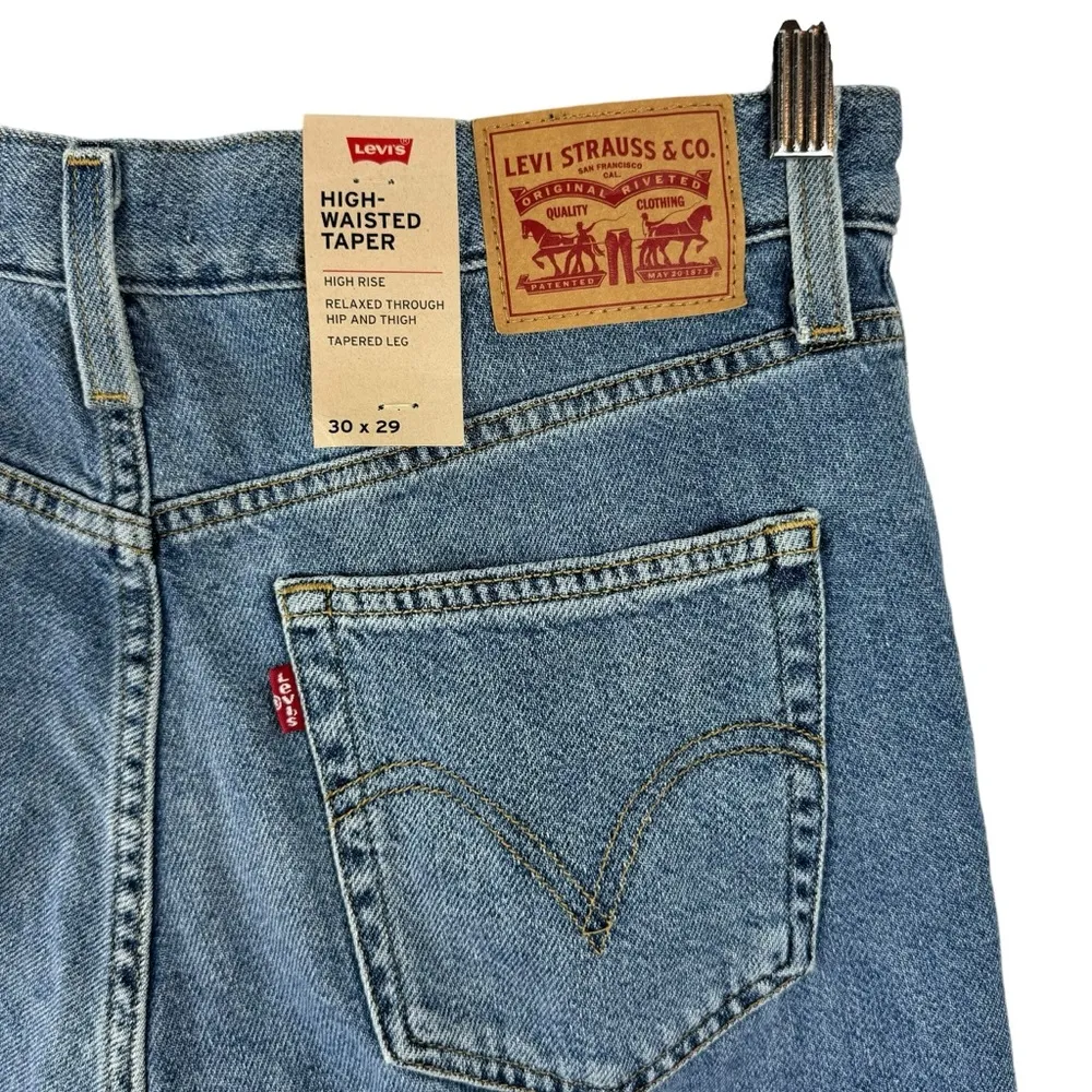 Levi's High Waisted Straight Mom Jeans Style 26986-0010 Eco Blue Size 30 Rigid - Image 8