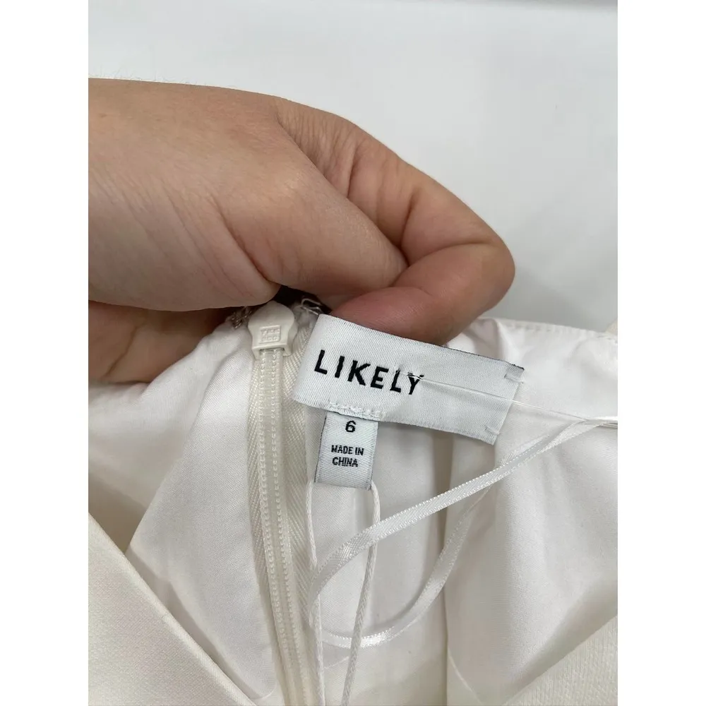 Likely Hirsch White Sleeveless V-Neck Trumpet Midi Dress Size 6 NWT - Image 6