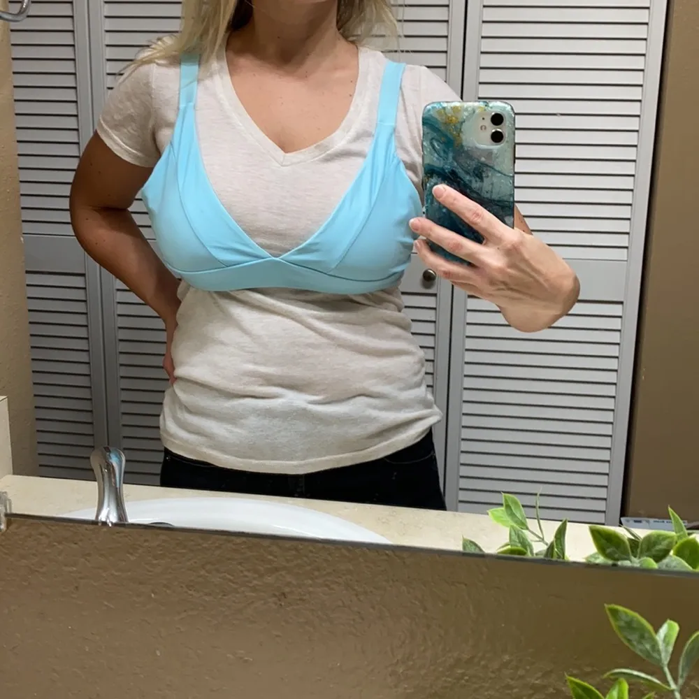 Baby blue strappy back detail swim top - Image 4