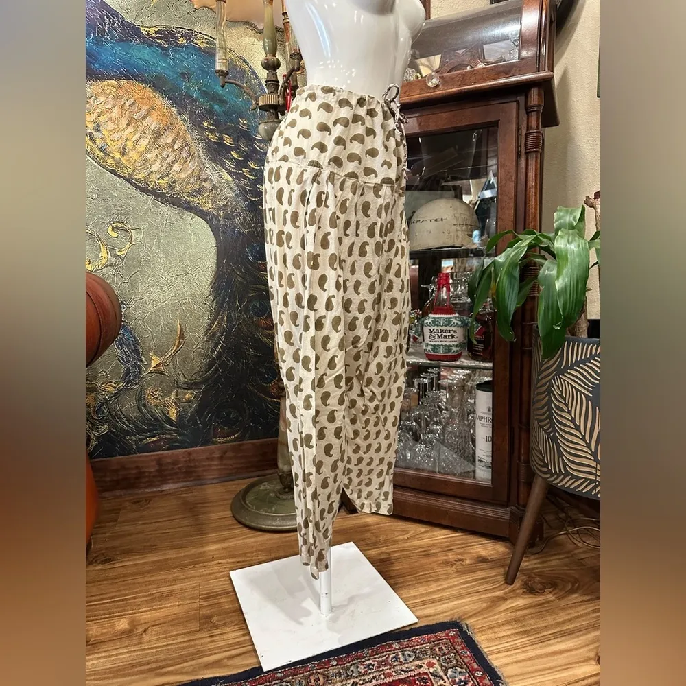 Bohemian Tapered Harem Pants Fall String Waist Green Size undefined - Image 3