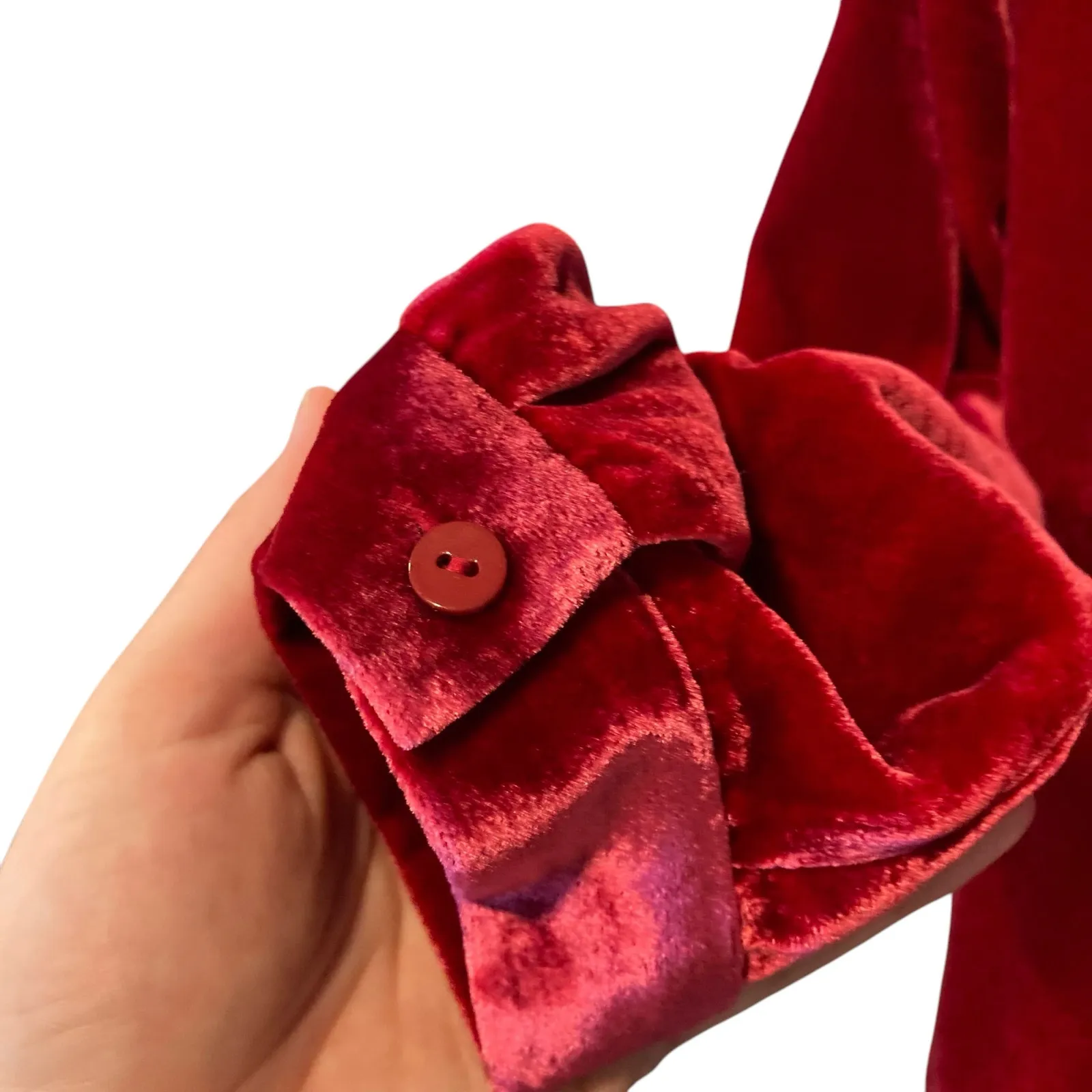 Eileen Fisher The System Ruby Red Silk Velvet Dress Womens Sz Small Knee Length - Image 14