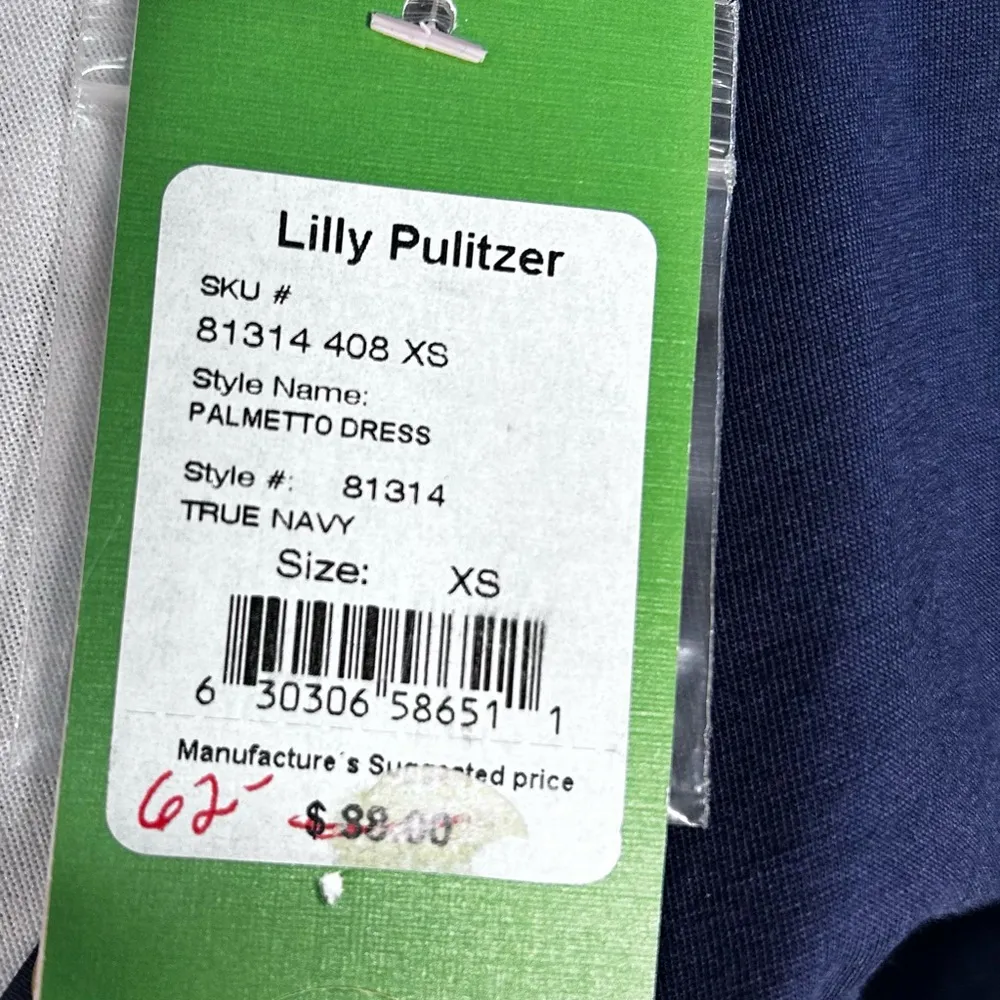 LILLY PULITZER Palmetto Pima Cotton  V Neck T Shirt Dress in True Navy NWT Sz XS - Image 12