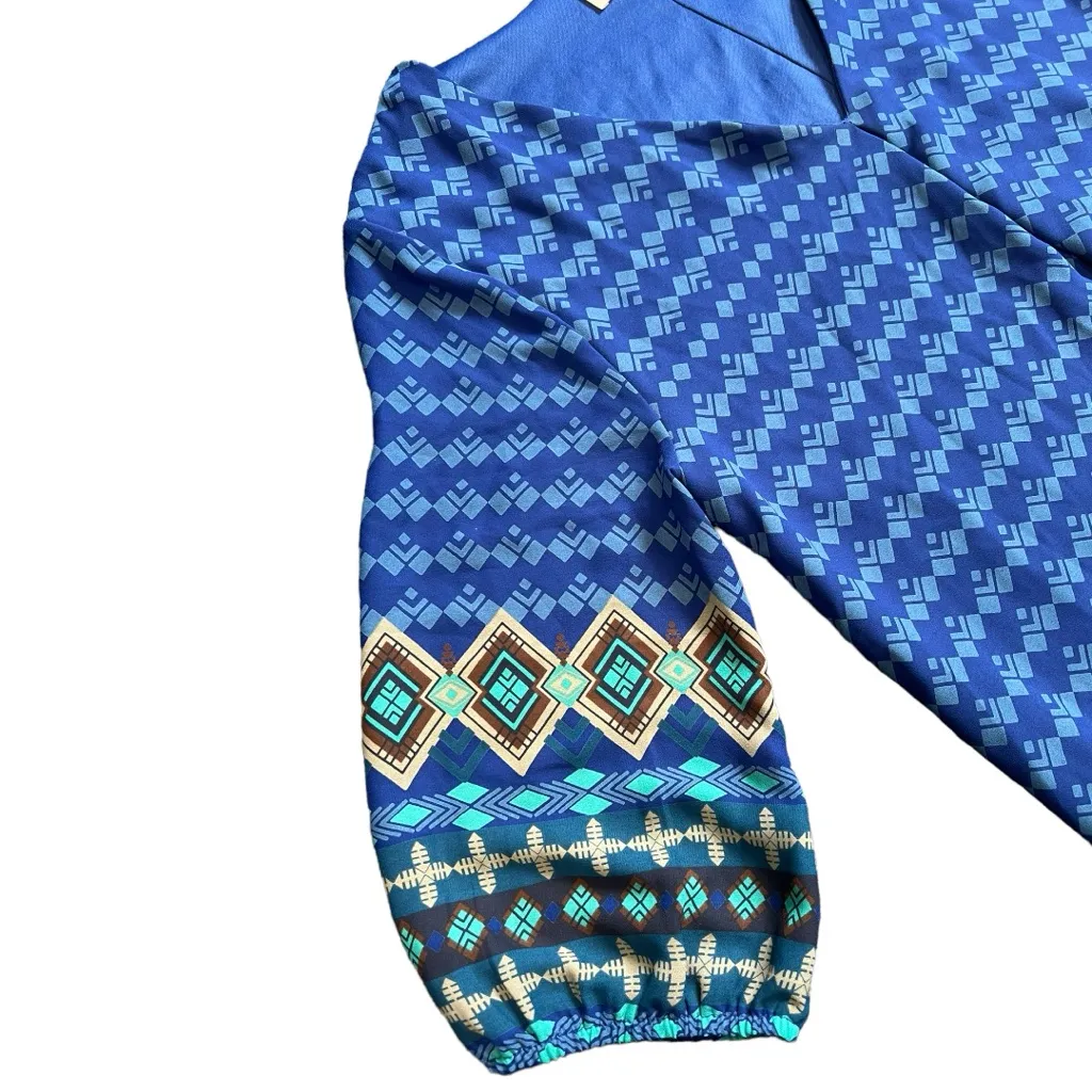 EVERLY Blue Abstract Aztec Lined Women’s Dress Size Medium - Image 3