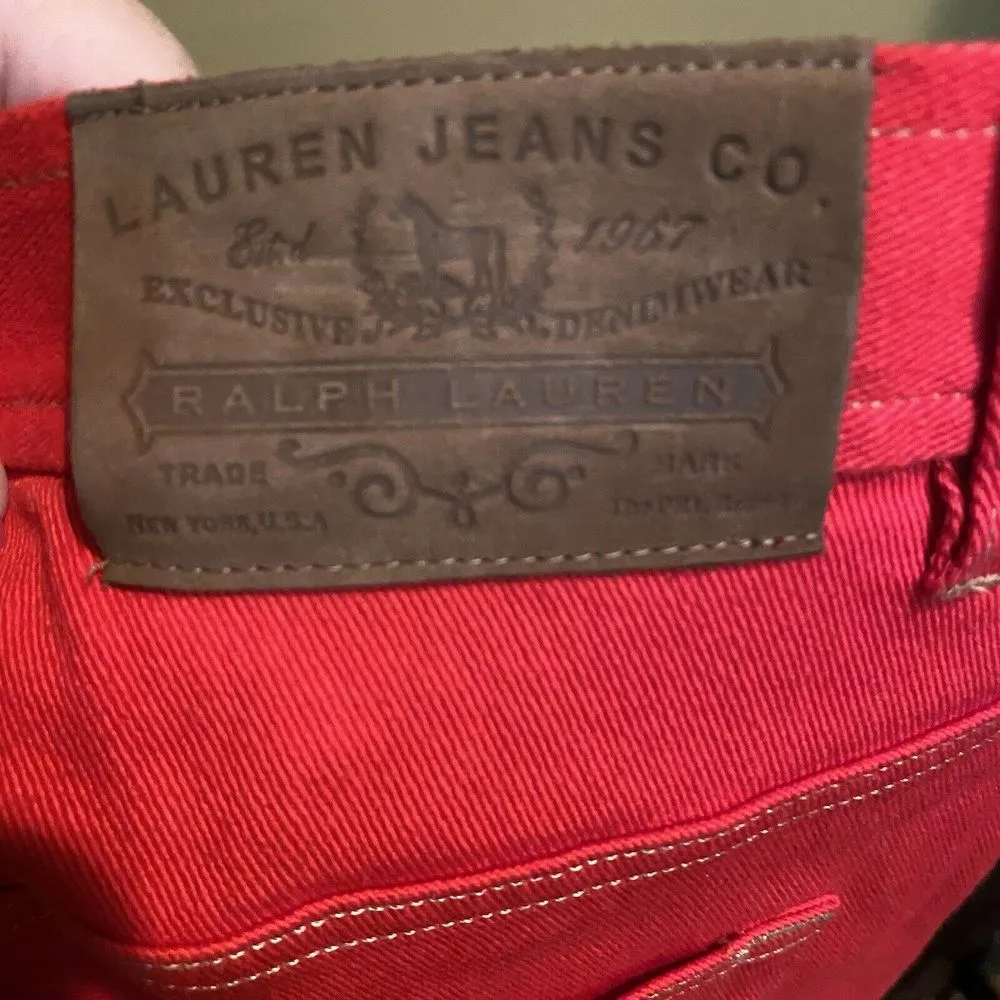 Lauren Jeans Co. RL Red Straight Leg Denim Jeans Size 12 Stretch Vintage‎ - Image 3