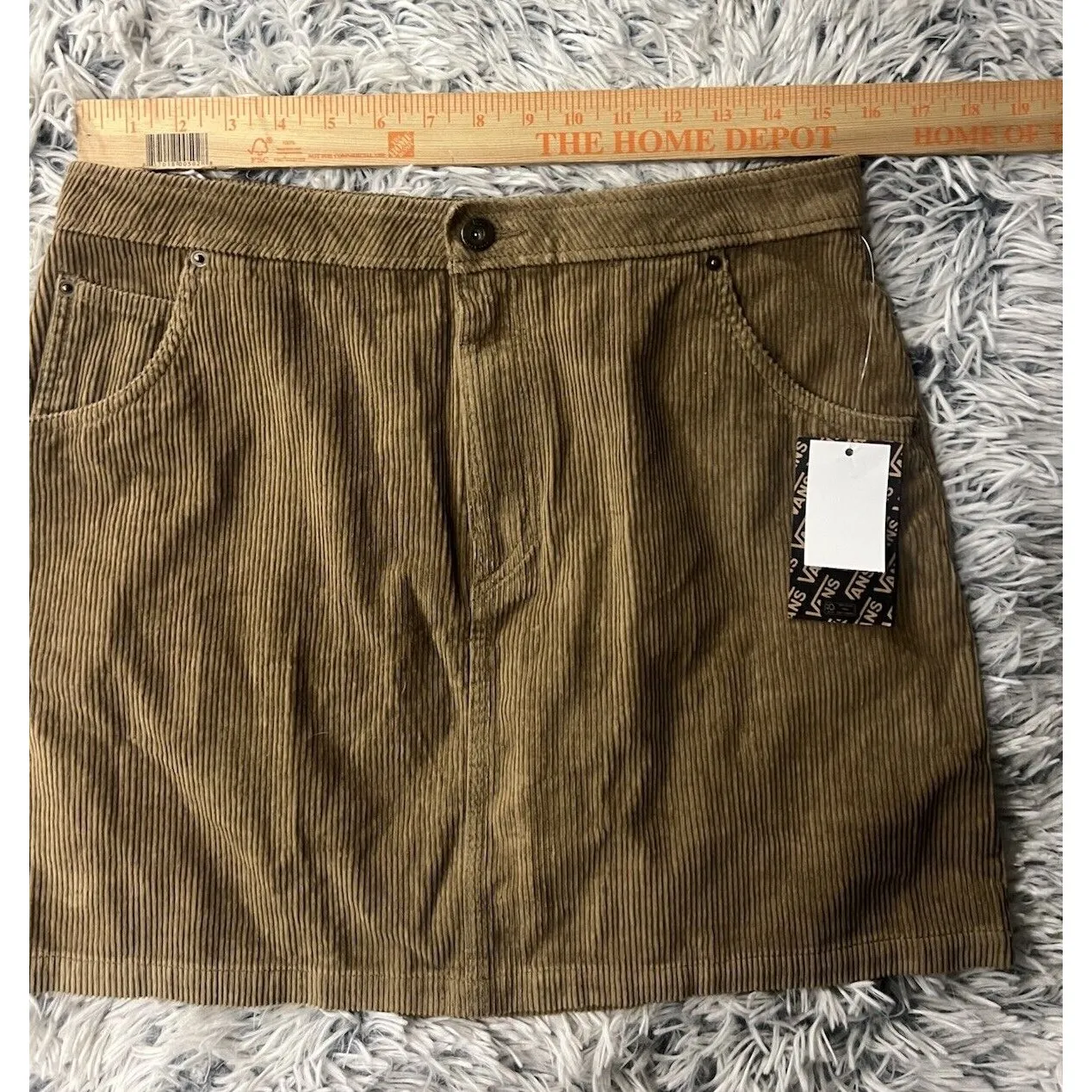 Vans Tan Ground Work‎ Corduroy Carpenter Mini Skirt 90s Grunge Style Size 29 - Image 7