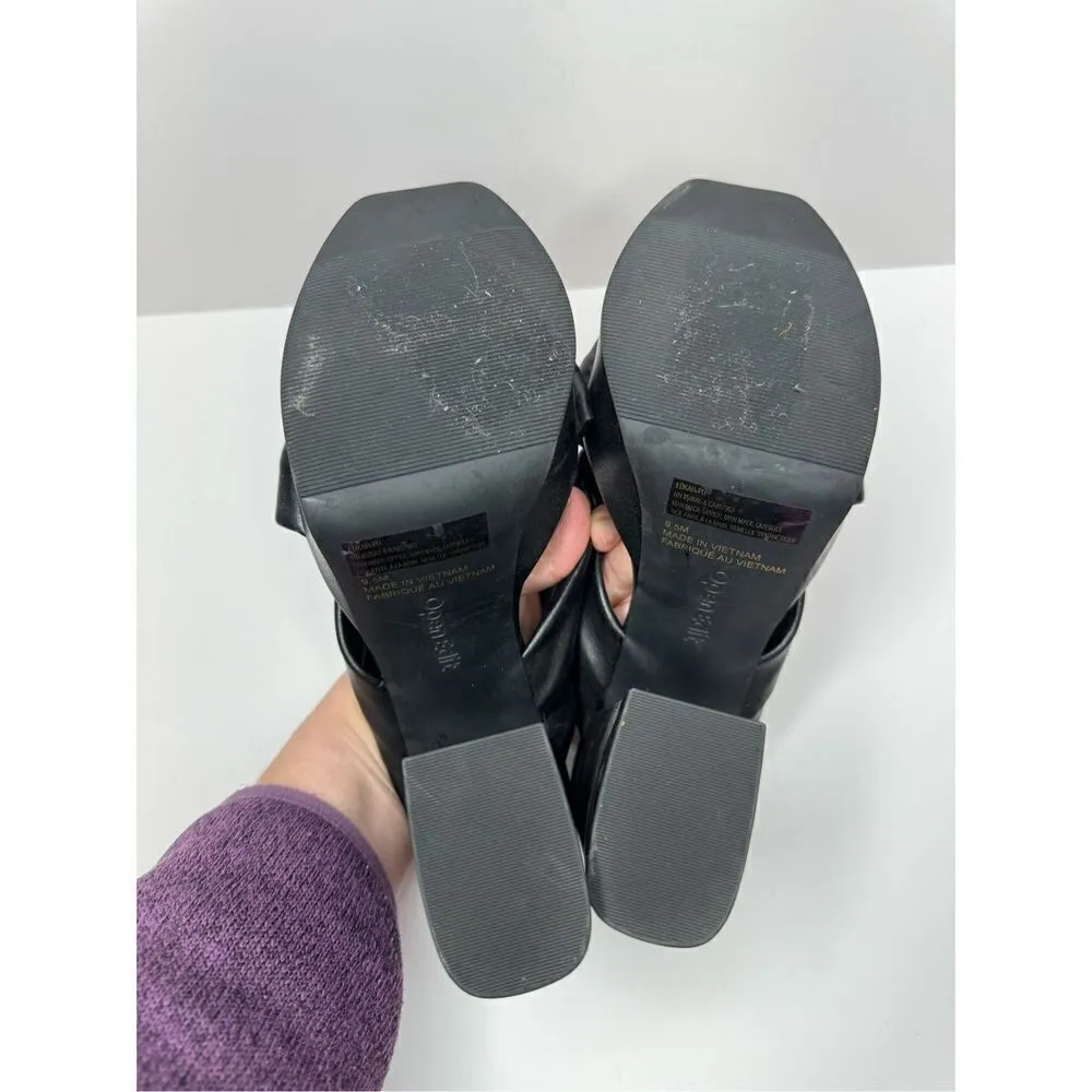 Open Edit  Platform Sandals Size 9.5 Black Square Open Toe Knotted Heels - Image 9