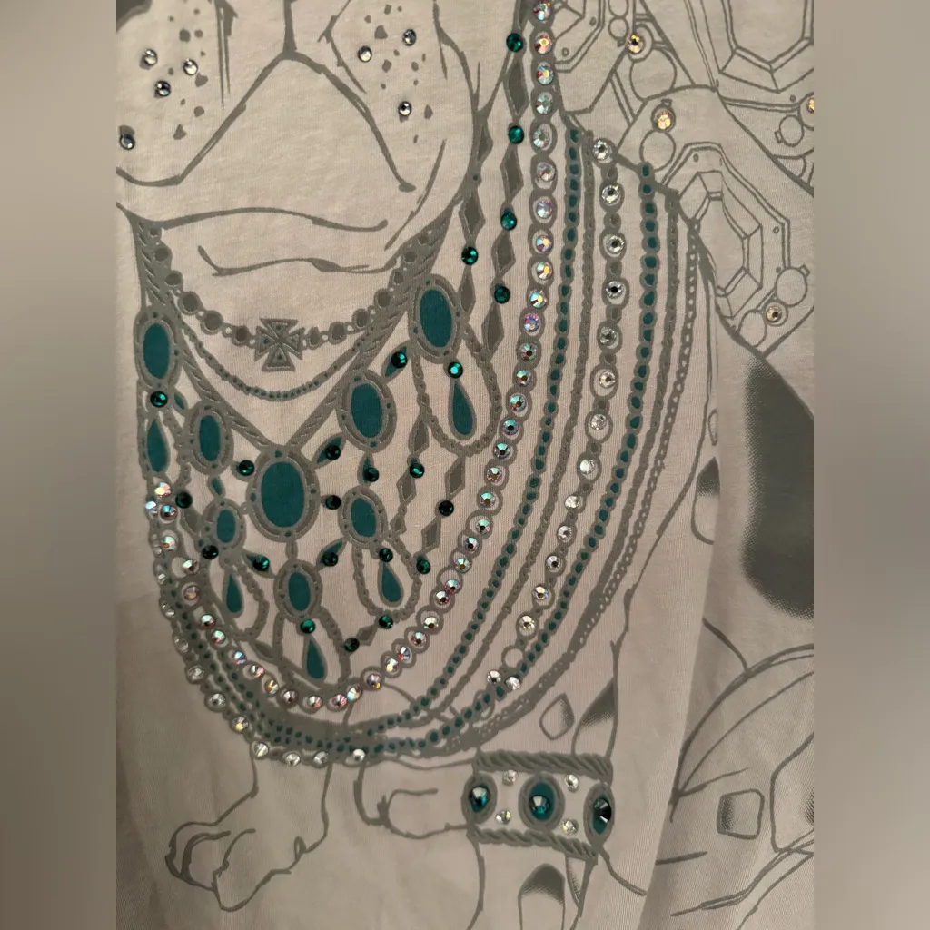 Key Closet Frenchie Light Grey Women’s Swarovski Studded Tank Top Size XS Gray - Image 5