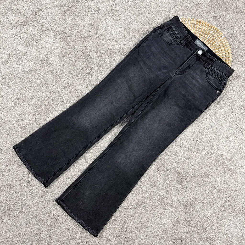 Democracy Ab Solution Itty Bitty Bootcut Jeans Mid Rise Raw Hem Washed Black 2 - Image 3